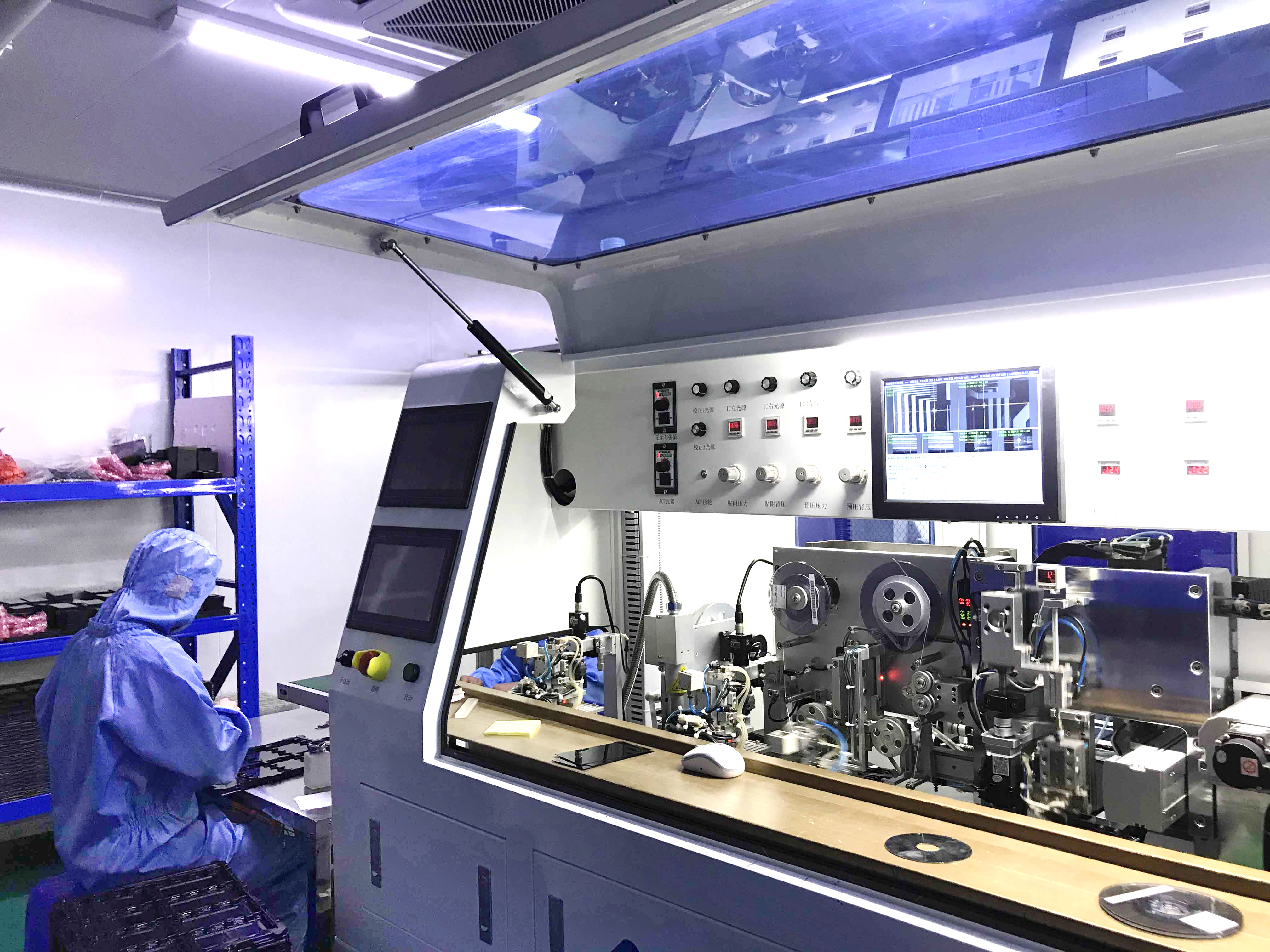 Display bonding and lamination equipment operated at a work station